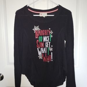 Juniors Christmas "Naughty or Nice" Long Sleeve Shirt